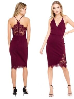 NWT ASTR the Label Peeking Lace Body Con Midi Dress M